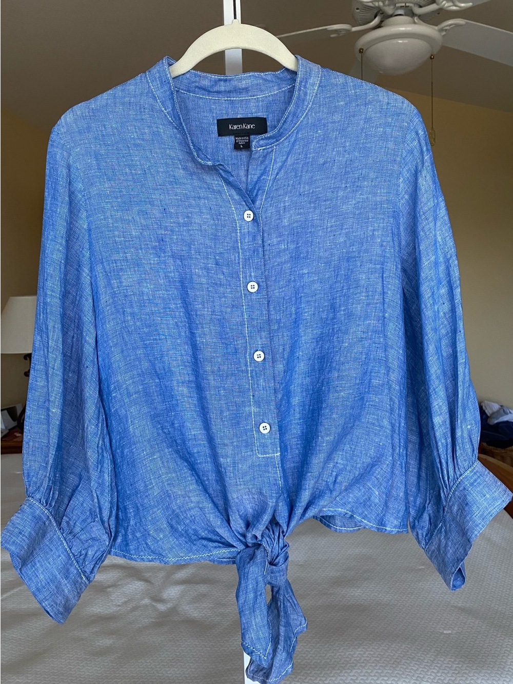Karen Kane Light Blue Tie-Front Button-Down Shirt
